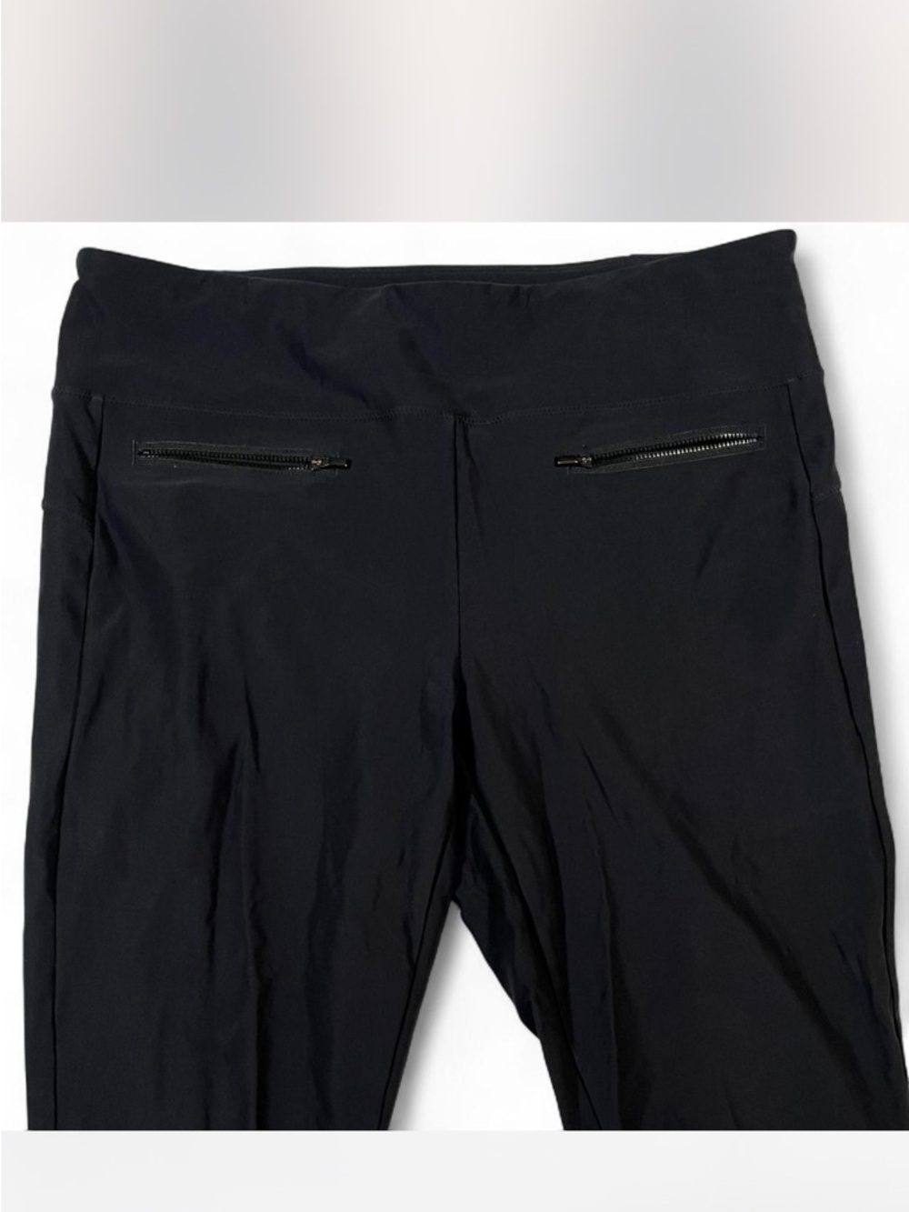 Athleta steller Cropped Slim Pants Raw Hem Black Front Zipper Stretch XL - Picture 4 of 8